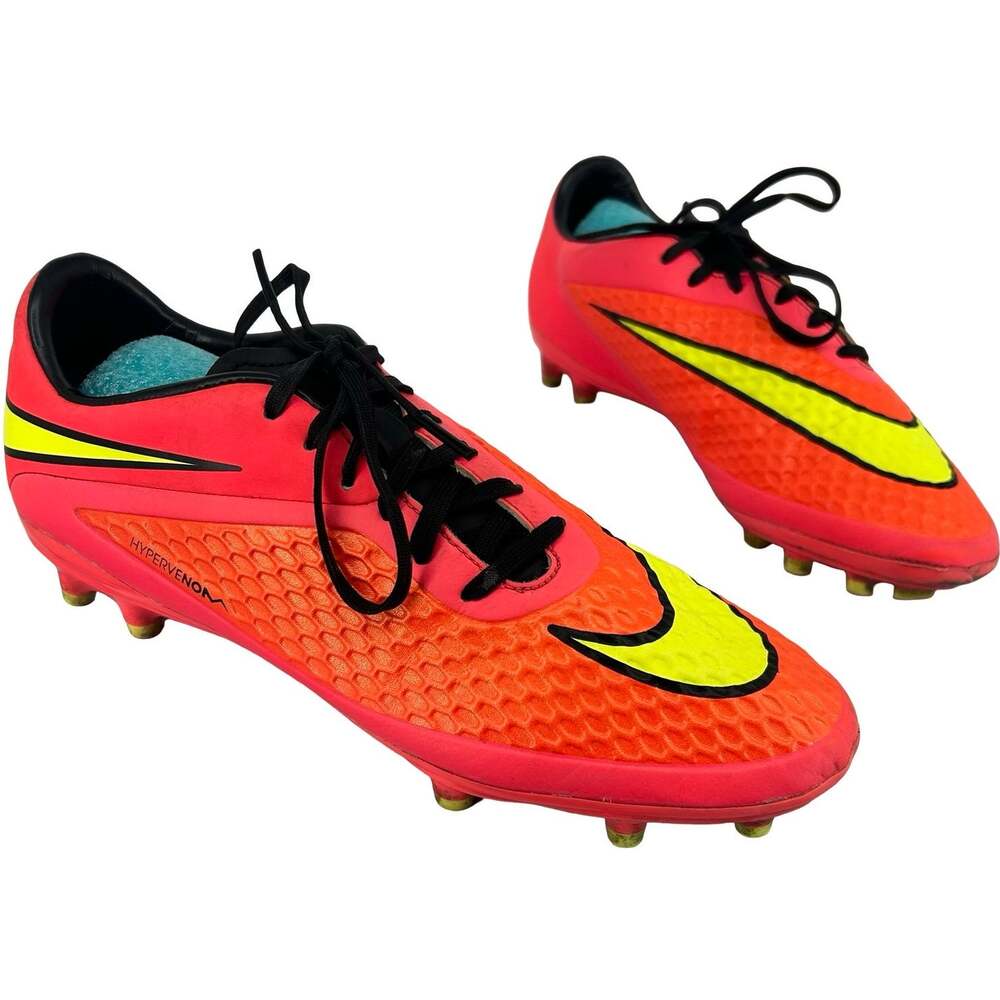 Men's Bright Crimson Volt Nike Hypervenom Phelon FG Soccer Cleats 8M 599730-690